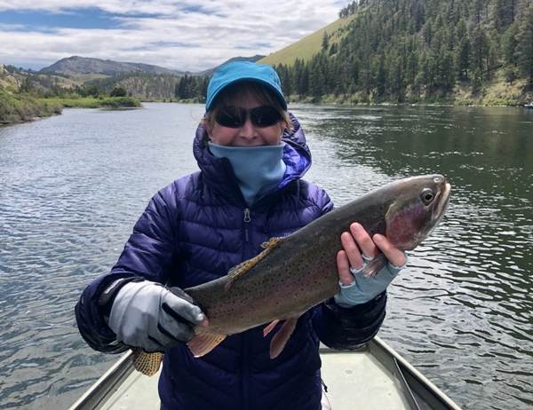 Jackie with a giant rainbow